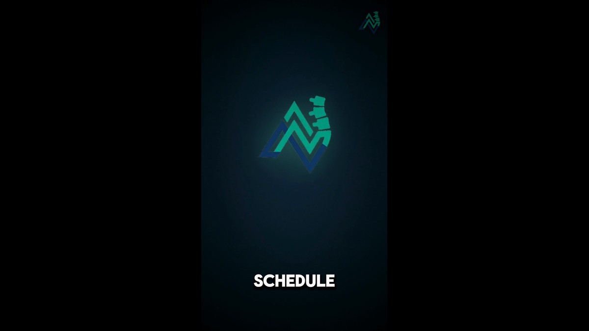 A frame from a ChiroVant film with the logo and the one-word burned-in caption Schedule