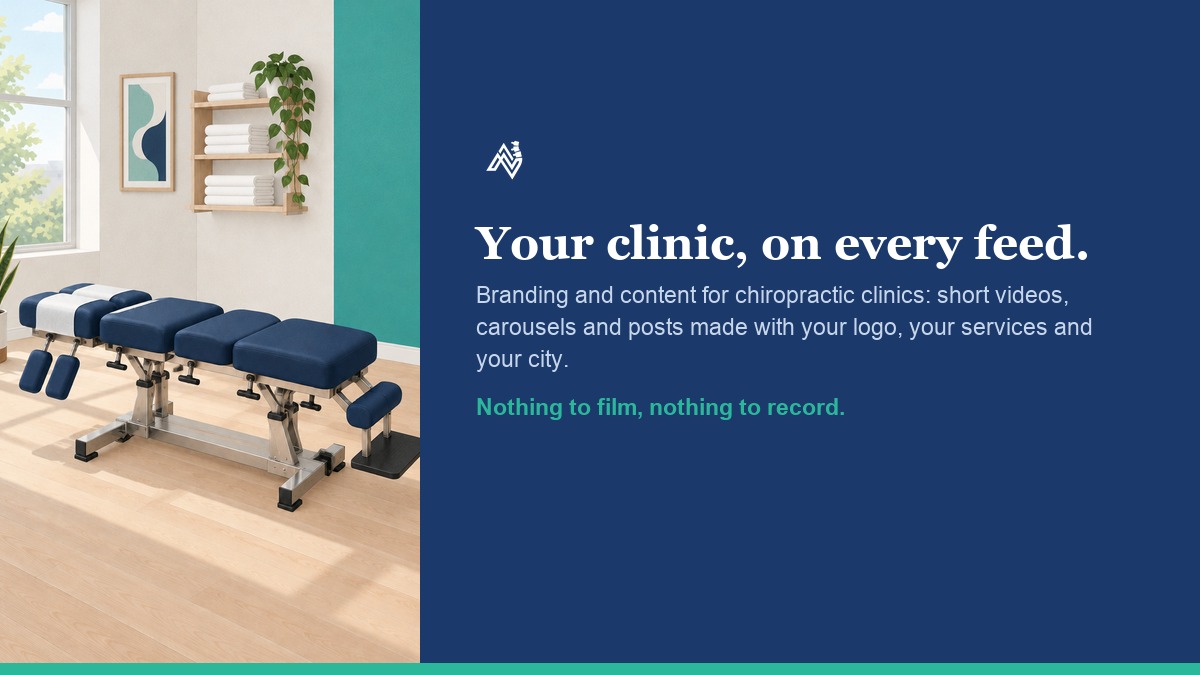 ChiroVant house line, Your clinic, on every feed: branding and content for chiropractic clinics, with nothing to film